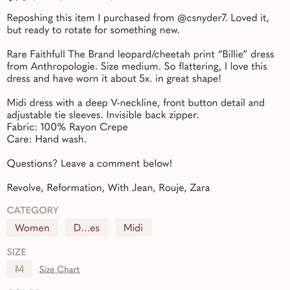 Rare Anthropologie Faithful the Brand Cheetah Billie Dress - Picture 11 of 11